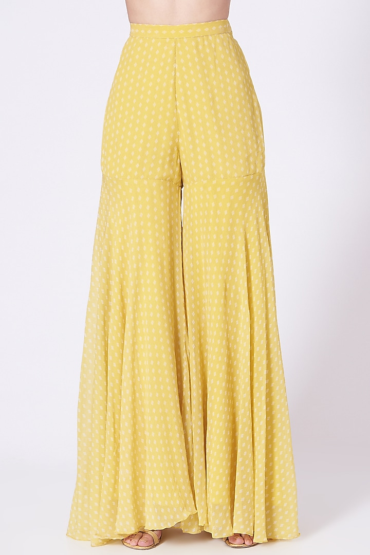 Pineapple Yellow Chiffon Party Wear Sharara Set by Lavisha Jain at Pernia's Pop Up Shop