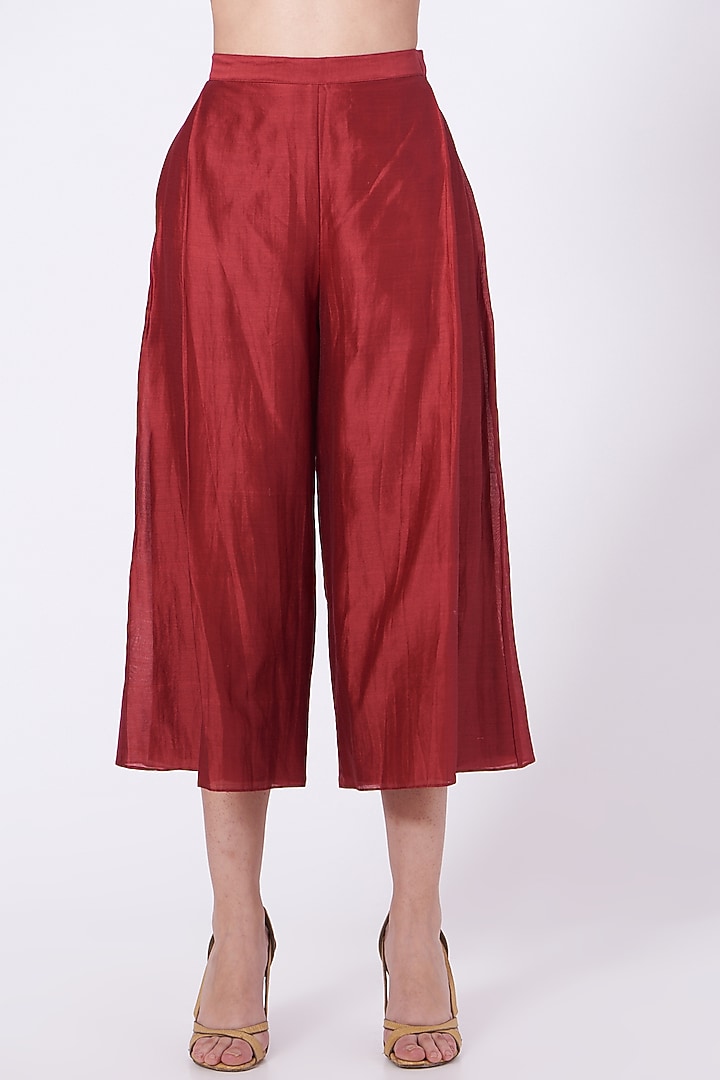 Cayenne Red Embroidered Open Jacket Set by Lavisha Jain at Pernia's Pop Up Shop