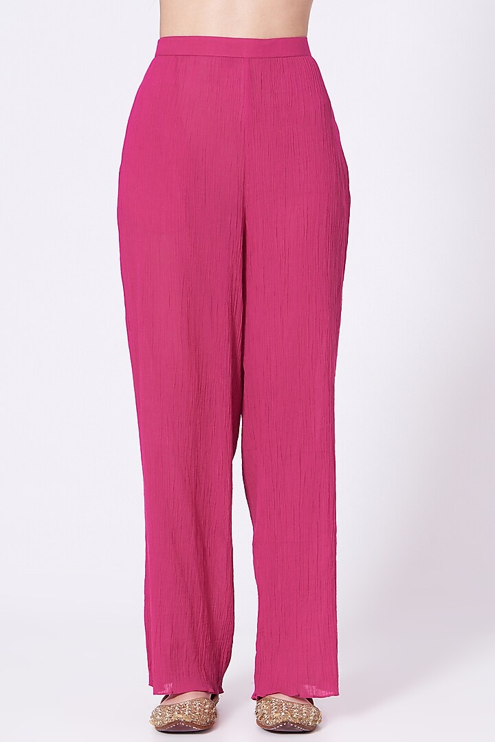 French Fuchsia Aari Embroidered Kurta Set by Lavisha Jain at Pernia's Pop Up Shop