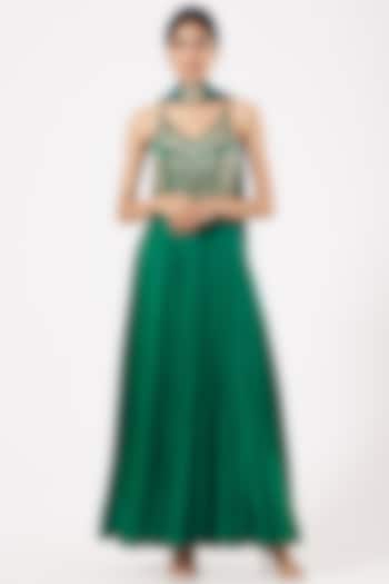 Emerald Green Embellished Gown by LAXMISHRIALI