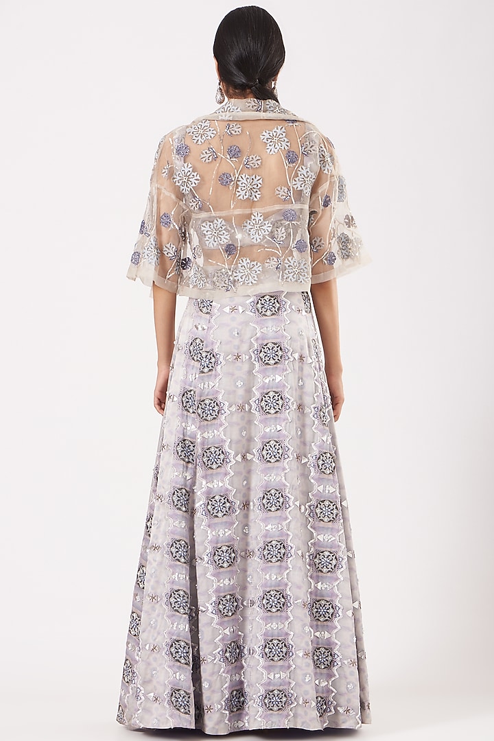 Grey Printed Jacket Lehenga Set by LAXMISHRIALI at Pernia's Pop Up Shop