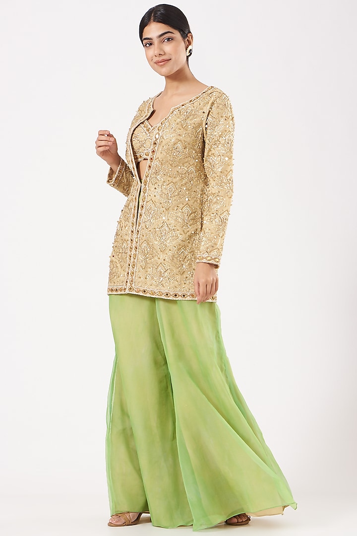 Gold Embroidered Jacket Set by LAXMISHRIALI
