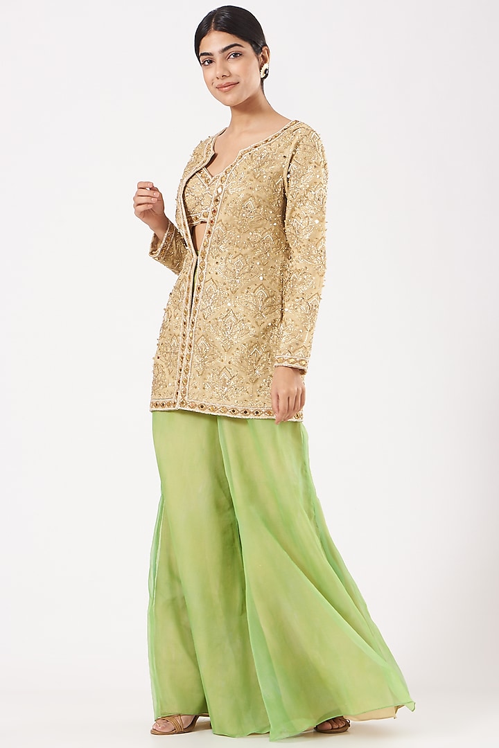 Gold Embroidered Jacket Set by LAXMISHRIALI at Pernia's Pop Up Shop