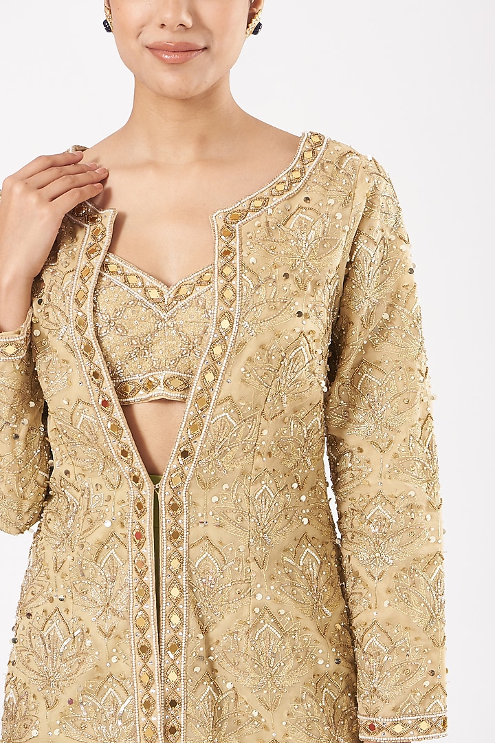 Gold Embroidered Jacket Set by LAXMISHRIALI at Pernia's Pop Up Shop