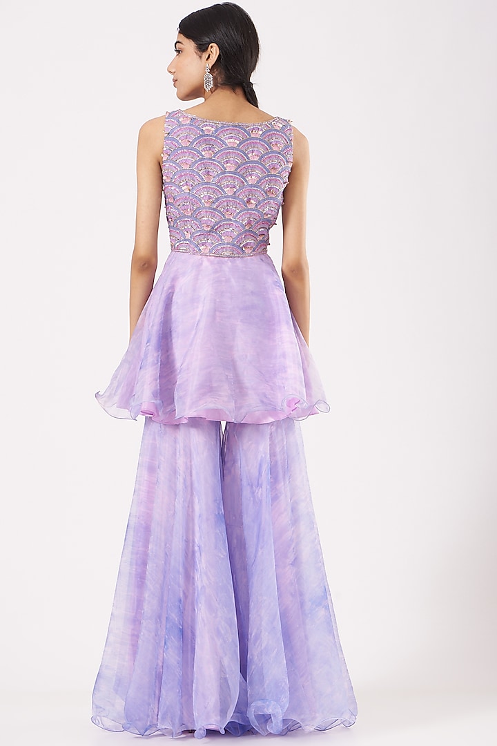Purple Printed Party Wear Sharara Set by LAXMISHRIALI at Pernia's Pop Up Shop