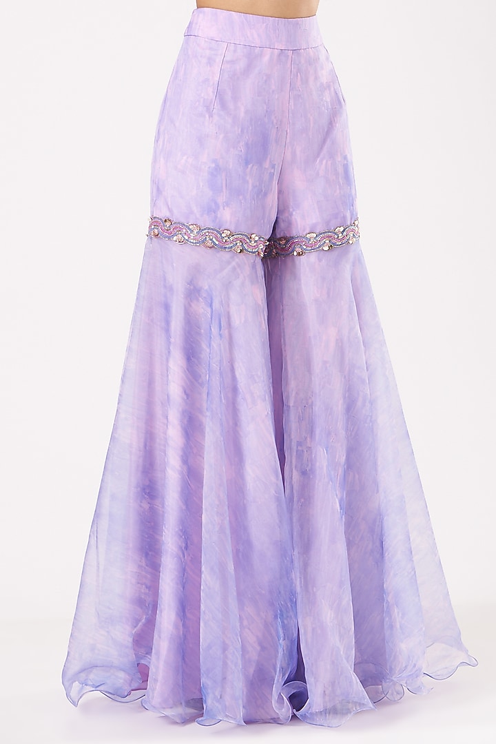 Purple Printed Party Wear Sharara Set by LAXMISHRIALI at Pernia's Pop Up Shop