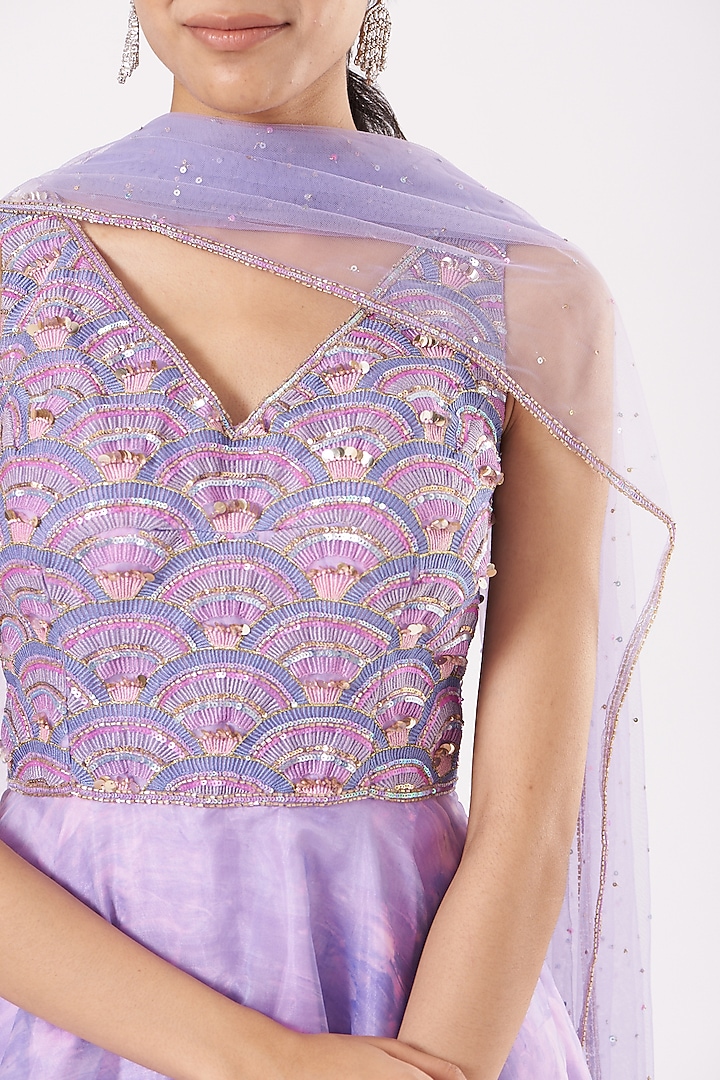 Purple Printed Party Wear Sharara Set by LAXMISHRIALI at Pernia's Pop Up Shop