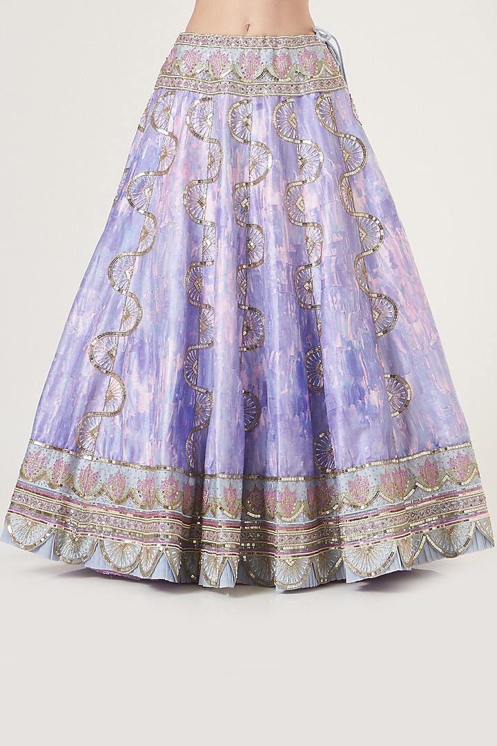 Purple Digital Printed & Embroidered Wedding Lehenga Set by LAXMISHRIALI at Pernia's Pop Up Shop