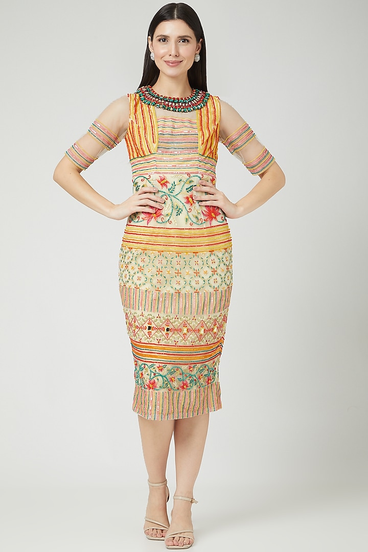 Multi-Coloured Embroidered Dress by LAXMISHRIALI