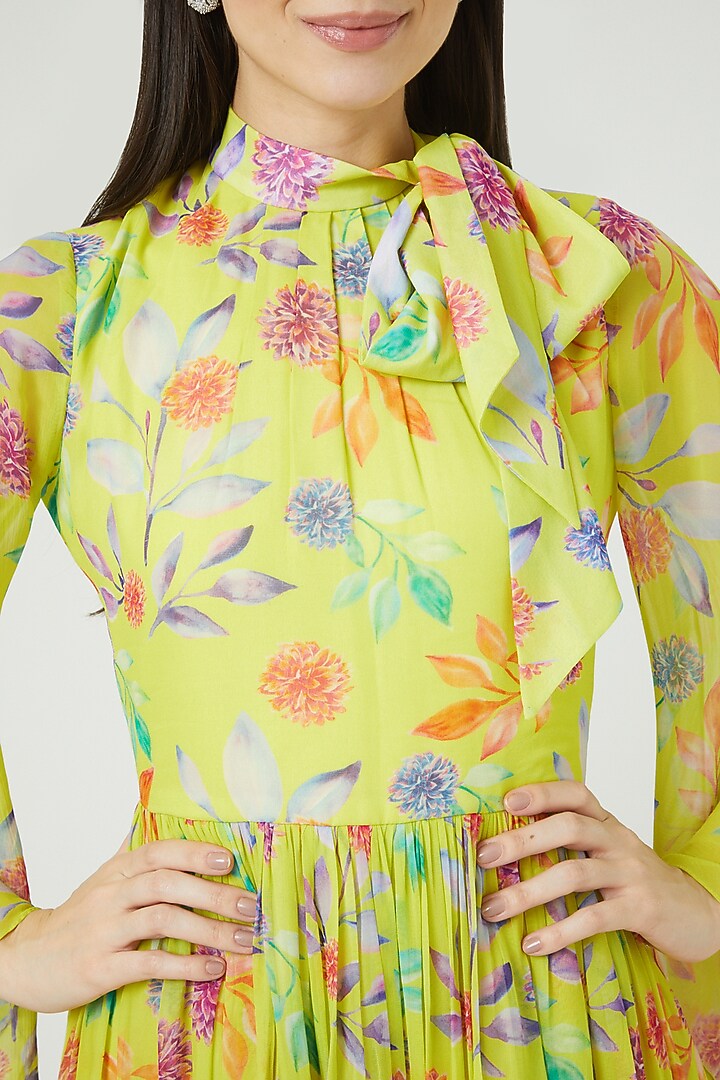 Yellow Floral Printed Summer Dress by LAXMISHRIALI at Pernia's Pop Up Shop