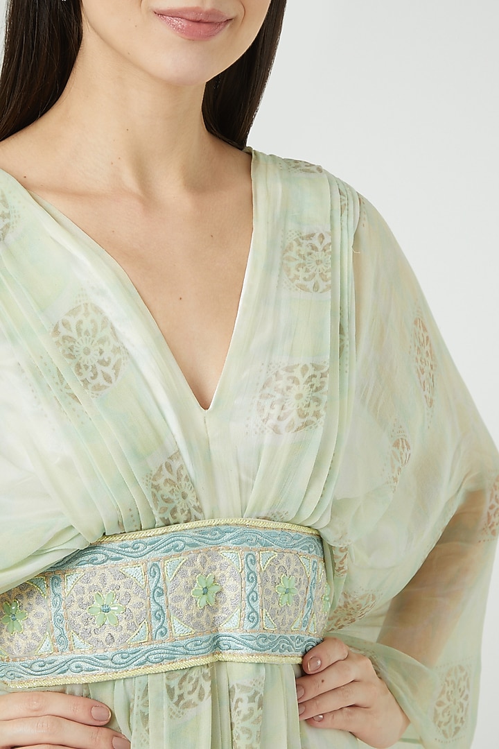 Green Georgette Printed Kaftan by LAXMISHRIALI at Pernia's Pop Up Shop