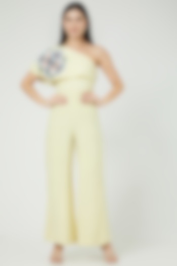 Yellow Crepe Jumpsuit by LAXMISHRIALI at Pernia's Pop Up Shop