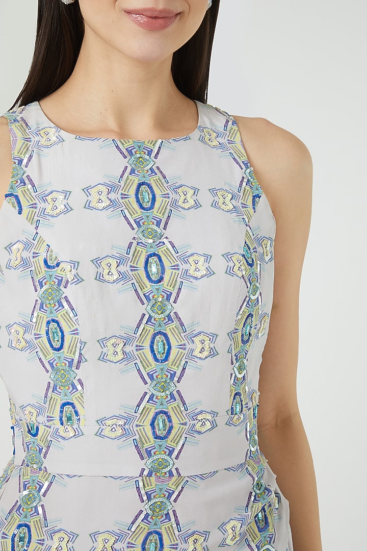 Grey Digital Printed Vacation Dress by LAXMISHRIALI at Pernia's Pop Up Shop