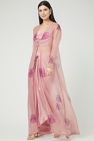 Blush Pink Organza Jacket Set by LAXMISHRIALI