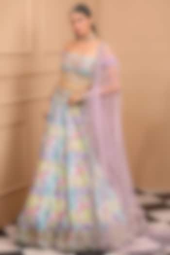 Multi-Colored Silk Embroidered & Printed Wedding Lehenga Set by LAXMISHRIALI at Pernia's Pop Up Shop