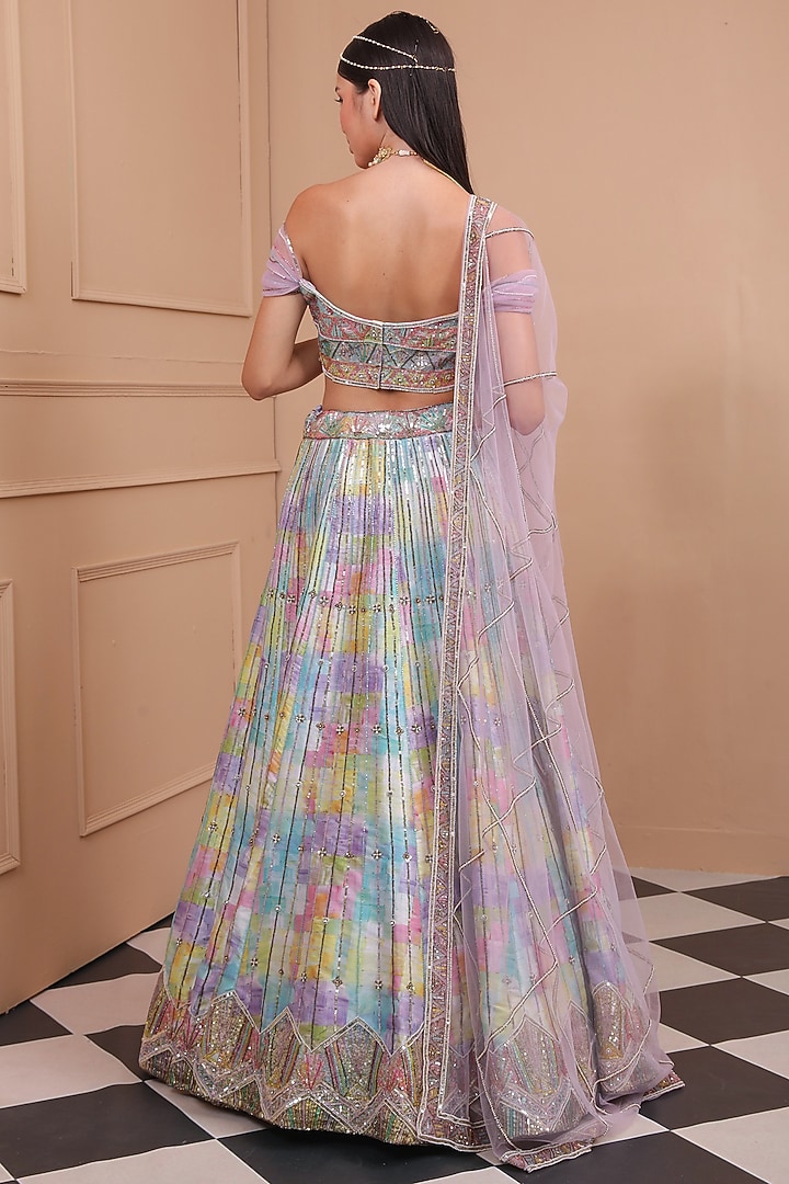 Multi-Colored Silk Embroidered & Printed Wedding Lehenga Set by LAXMISHRIALI at Pernia's Pop Up Shop
