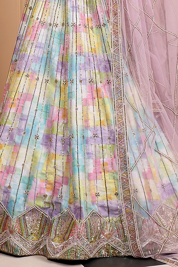 Multi-Colored Silk Embroidered & Printed Wedding Lehenga Set by LAXMISHRIALI at Pernia's Pop Up Shop