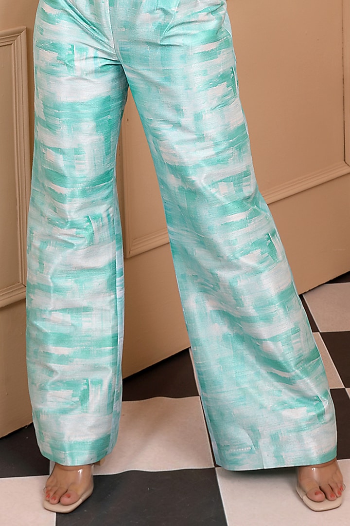 Light Blue Silk Dupion Printed Cut-Out Jumpsuit by LAXMISHRIALI at Pernia's Pop Up Shop