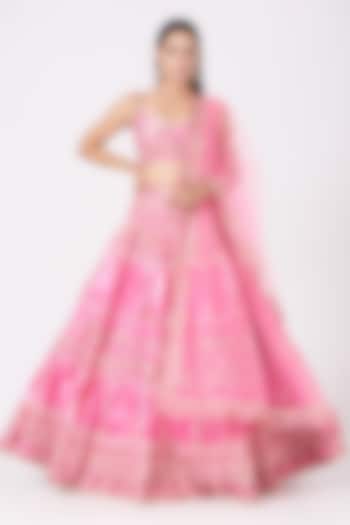 French Pink Embroidered Lehenga Set by LAXMISHRIALI