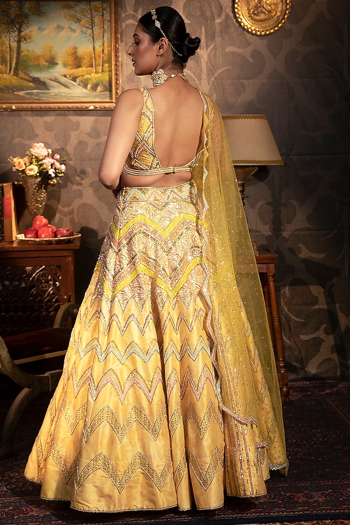 Yellow Embroidered Wedding Lehenga Set by LAXMISHRIALI at Pernia's Pop Up Shop
