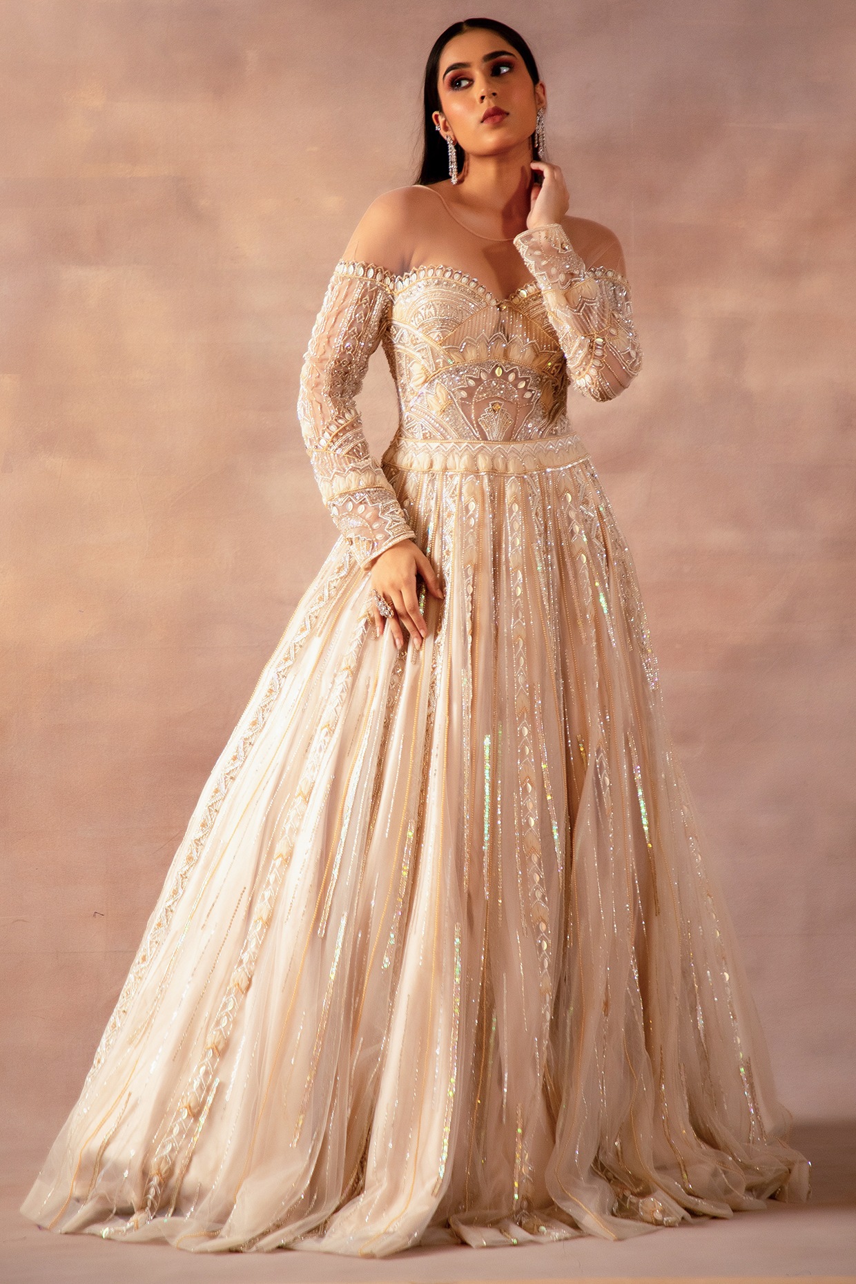 Golden Embroidered Net Gown, Occasion : Party Wear at Rs 4,500 / Piece in  Lucknow | Designs By Shalini