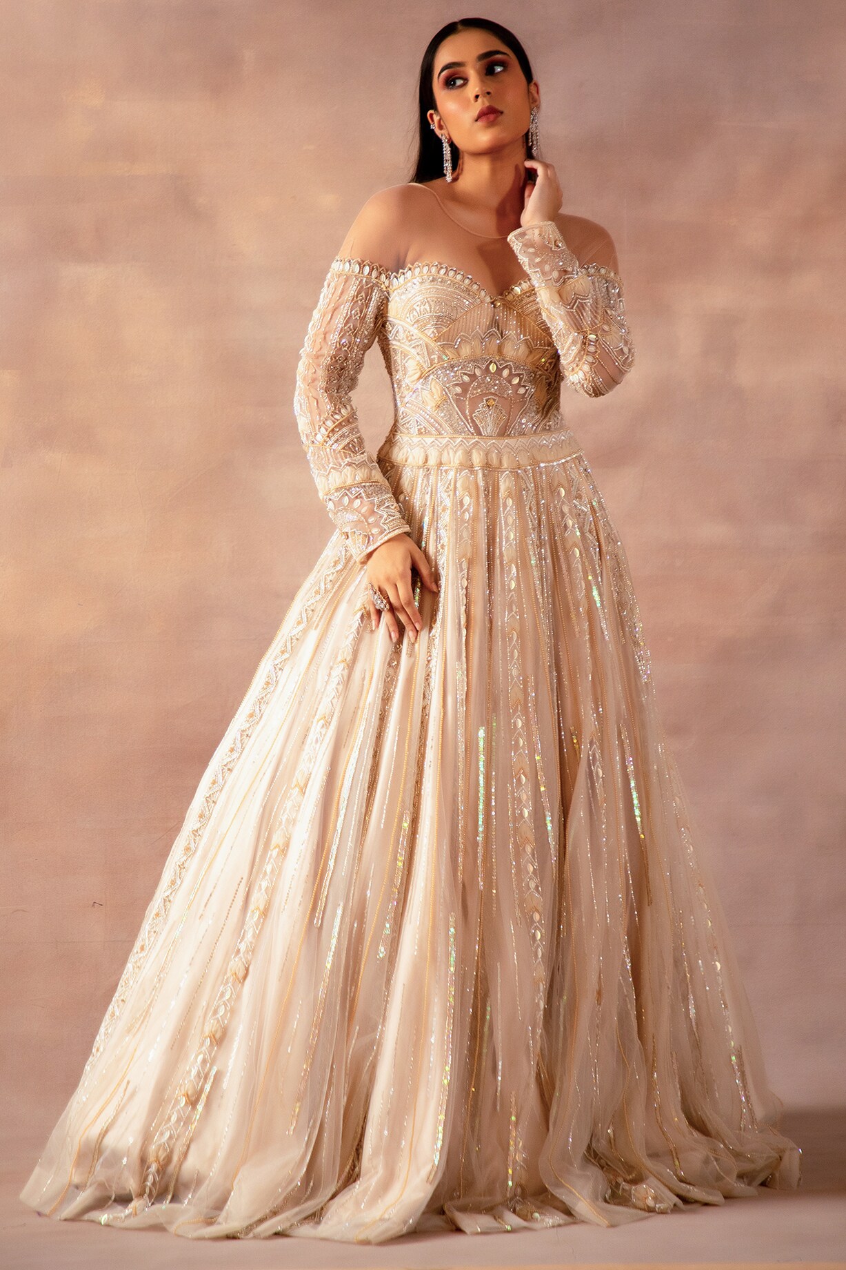 Gold Net Sequins & Pearl Embroidered Gown by LAXMISHRIALI at Pernia's Pop  Up Shop 2026