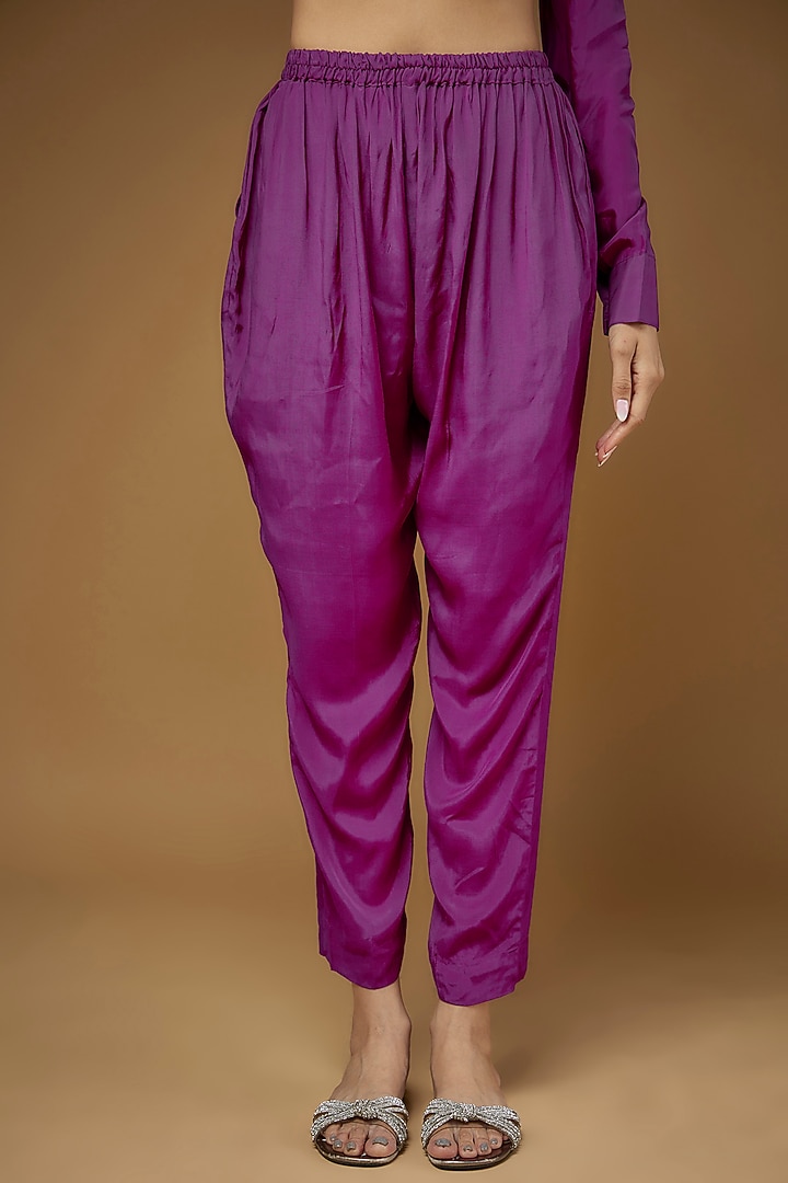 Pink Pure Habutai Silk Embroidered Co-Ord Set by LAYA GONUGUNTLA at Pernia's Pop Up Shop