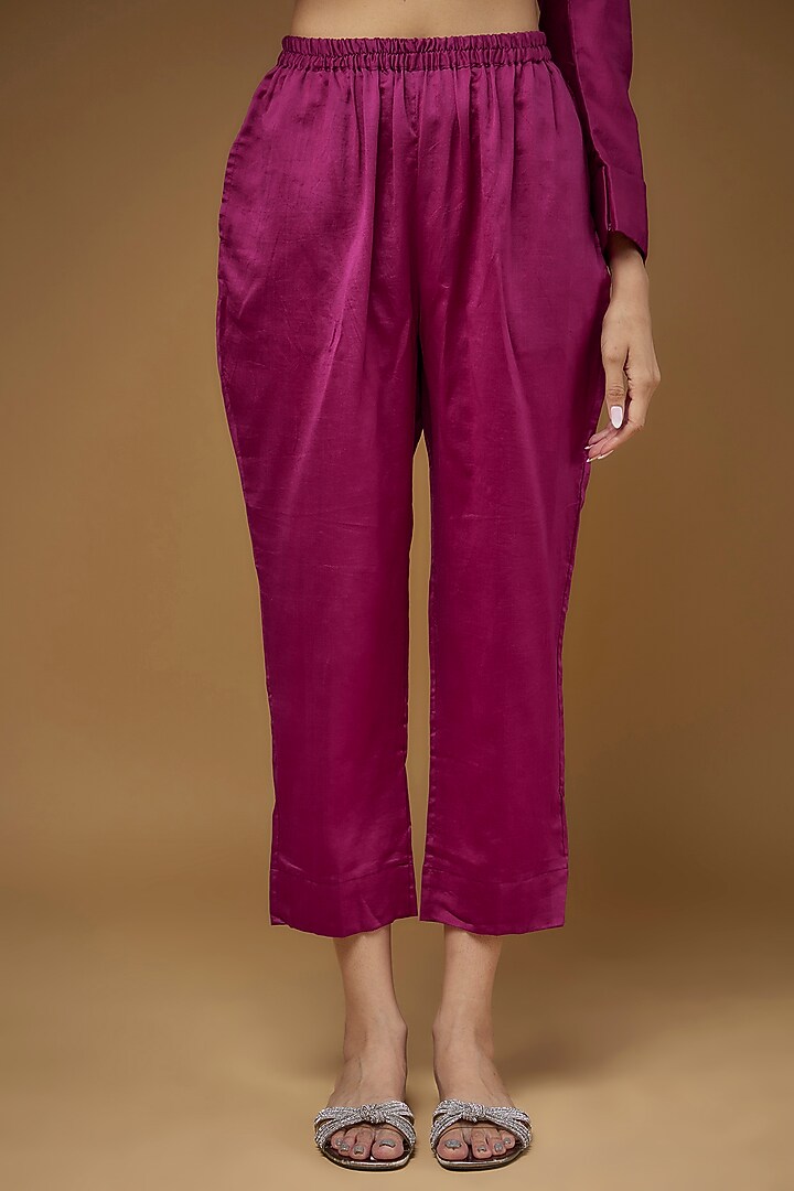 Pink Pure Chanderi Silk Embroidered Co-Ord Set by LAYA GONUGUNTLA at Pernia's Pop Up Shop