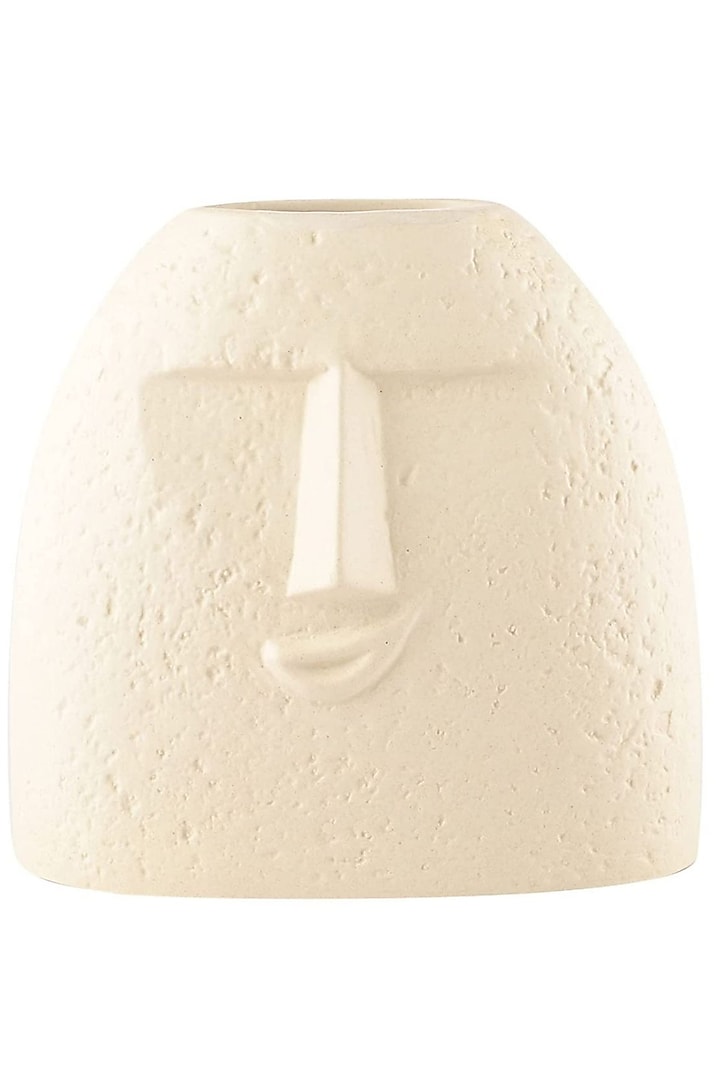 Cream Ceramic Handcrafted Nordic Face Vase Set by La Dimora Selections at Pernia's Pop Up Shop