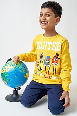Yellow Cotton & Spandex T-Shirt by LADORE