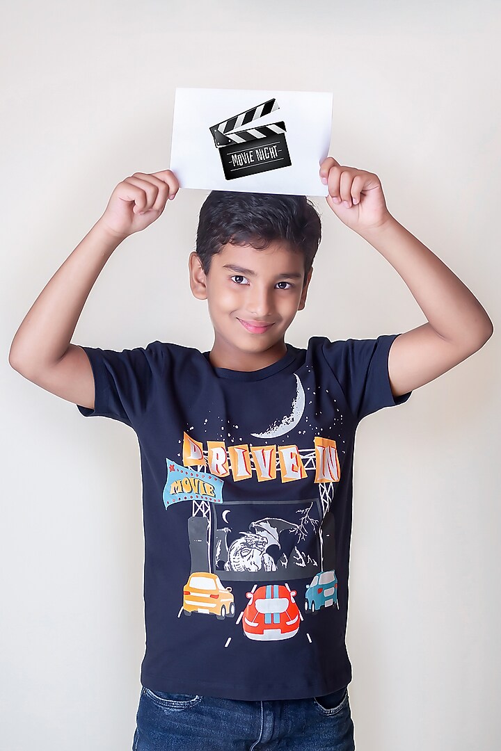 Blue Cotton T-Shirt For Boys by LADORE at Pernia's Pop Up Shop