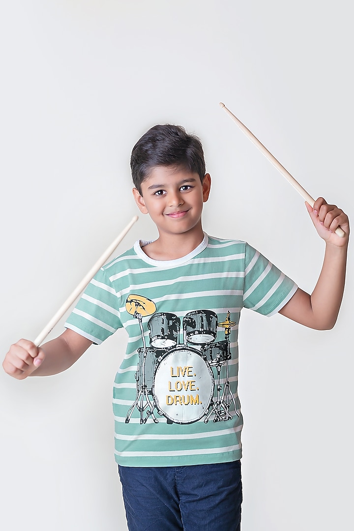Blue Striped T-Shirt For Boys by LADORE