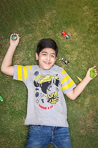Grey T-Shirt In Pure Cotton For Boys by LADORE