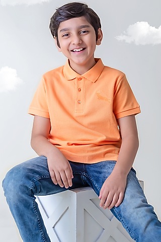 Peach Cotton Polo T-Shirt by LADORE