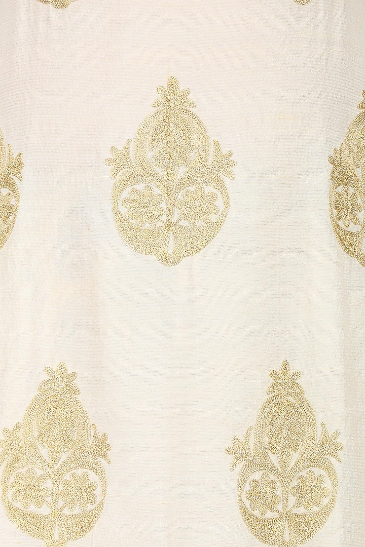 Ivory golden thread embroidered kurta with palazzo pants available only at Pernia's Pop Up Shop.