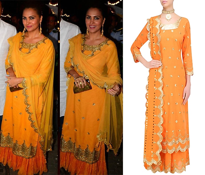 Orange gota patti work pakistani kurta and sharara pants set available only at Pernia's Pop Up Shop.