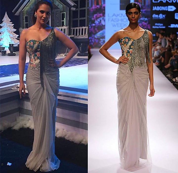 Oyster floral and dove embroidery tassel gown available only at Pernia's Pop Up Shop.