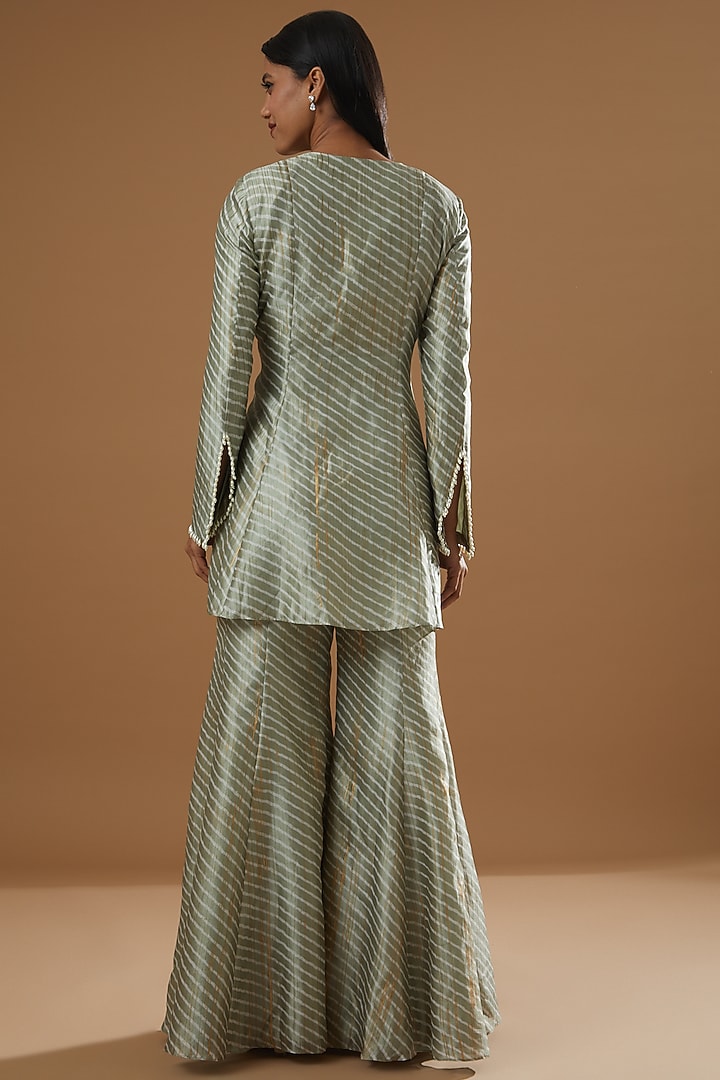 Mint Green Kora Silk Palazzo Pant Set by Label Debelle at Pernia's Pop Up Shop