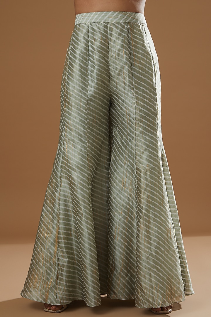 Mint Green Kora Silk Palazzo Pant Set by Label Debelle at Pernia's Pop Up Shop