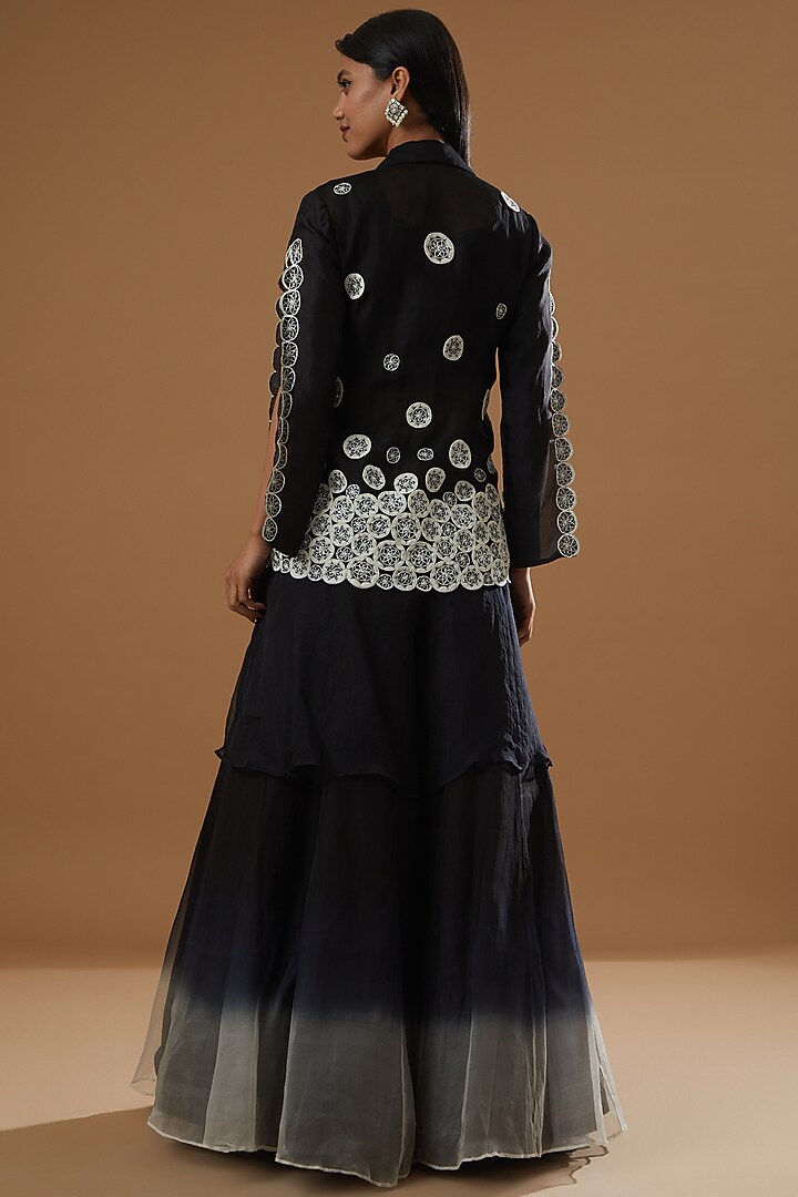 Black Pure Organza Wedding Sharara Set by Label Debelle at Pernia's Pop Up Shop