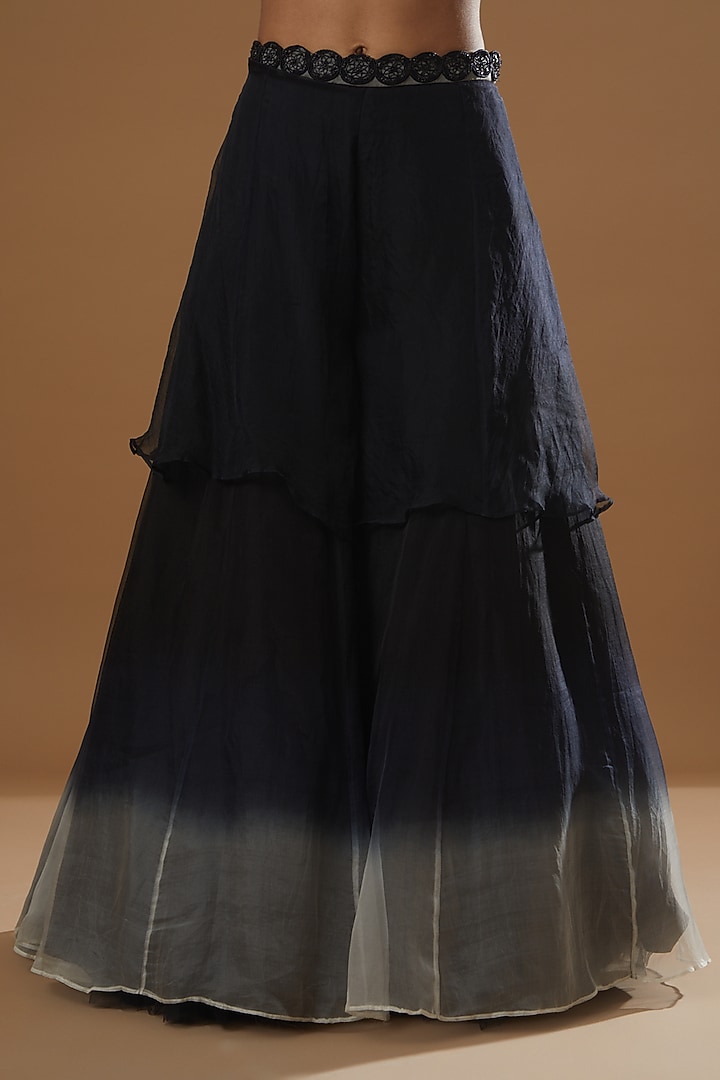 Black Pure Organza Wedding Sharara Set by Label Debelle at Pernia's Pop Up Shop