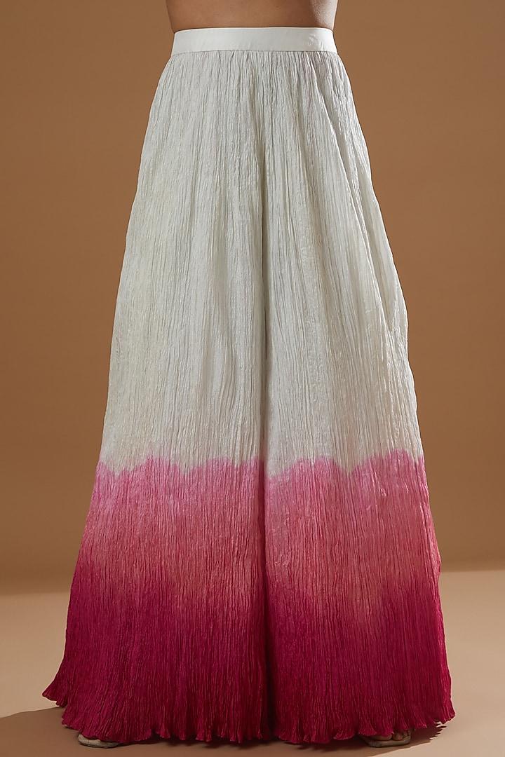 White Pure Organza Silk Ombre Wedding Sharara Set by Label Debelle at Pernia's Pop Up Shop