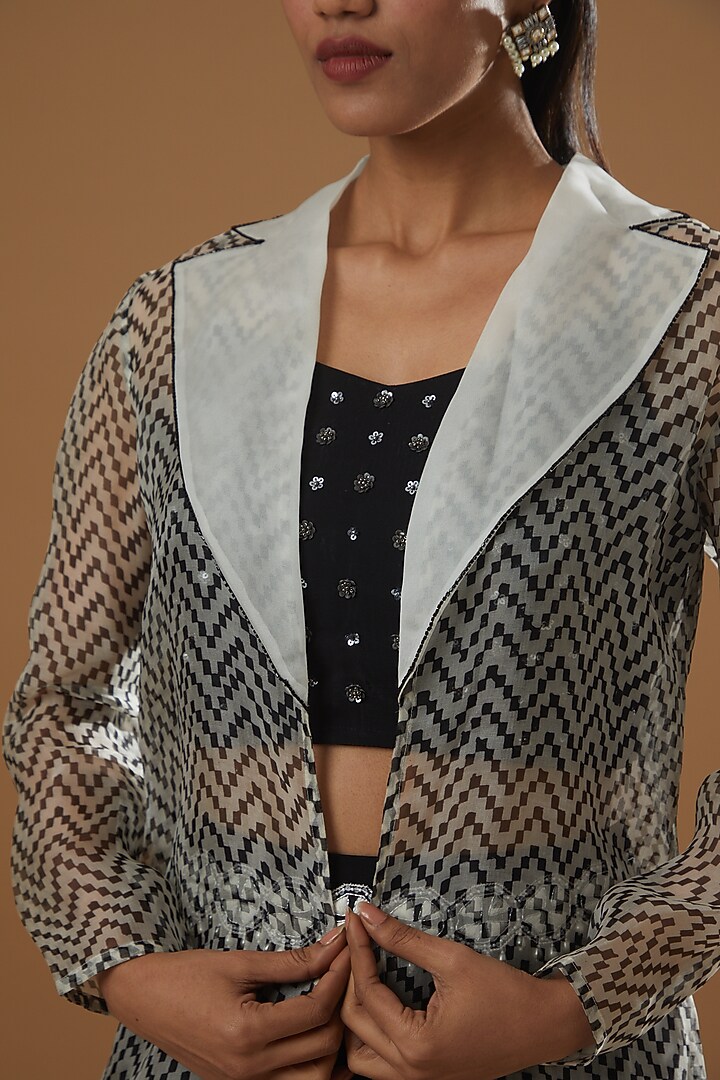 Black Embroidered Jacket Set by Label Debelle at Pernia's Pop Up Shop