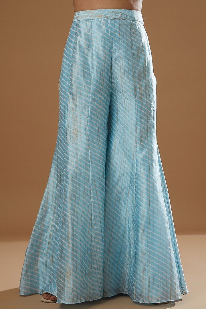 Sky Blue Kora Silk Palazzo Pant Set by Label Debelle at Pernia's Pop Up Shop