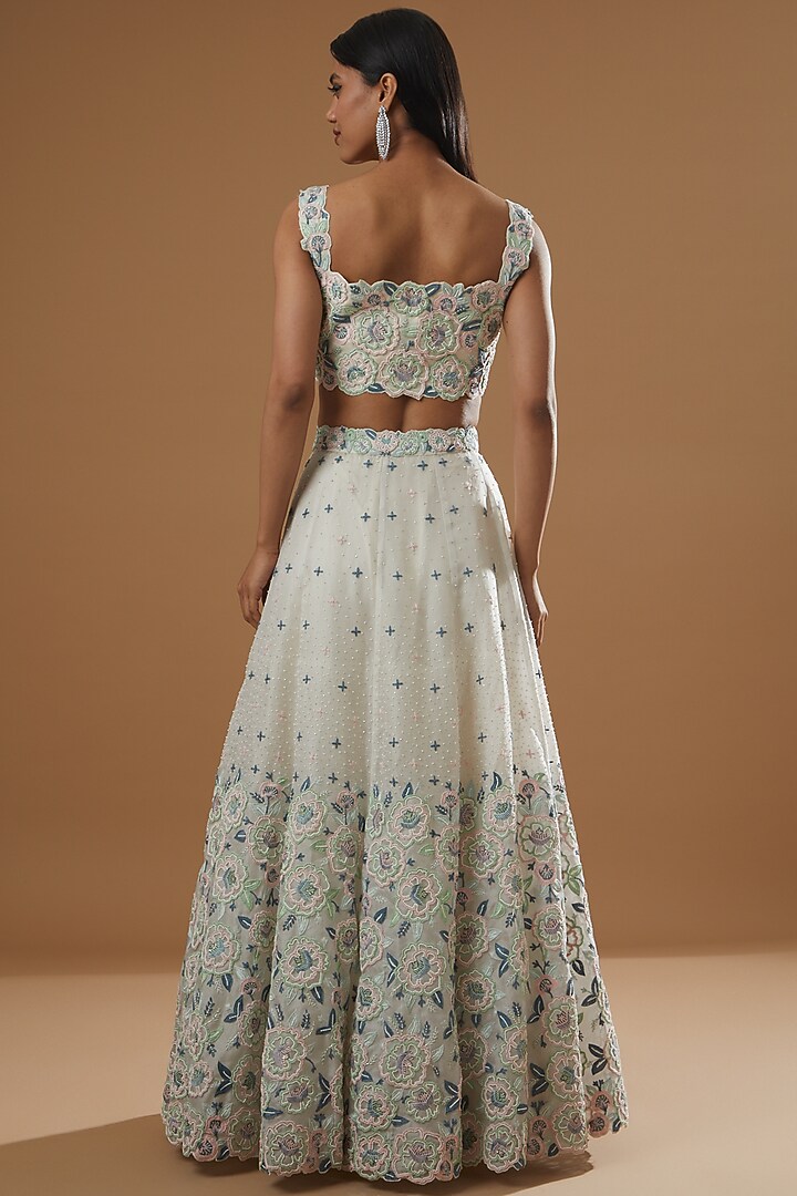 White Embroidered Bridal Lehenga Set by Label Debelle at Pernia's Pop Up Shop