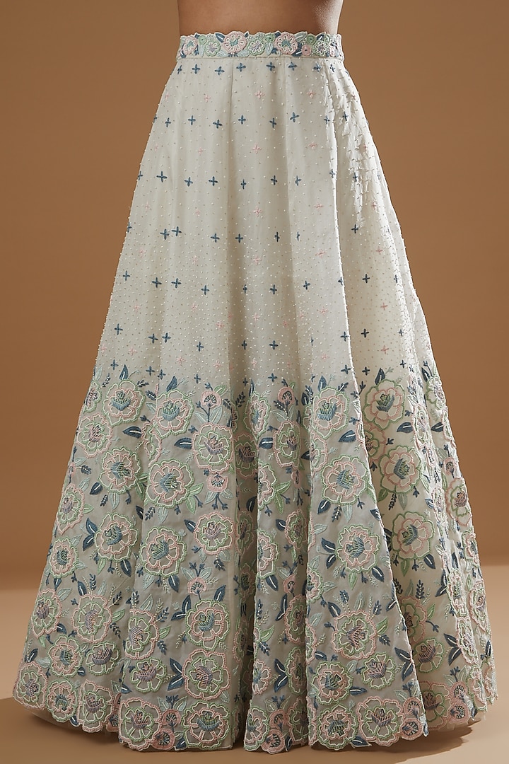 White Embroidered Bridal Lehenga Set by Label Debelle at Pernia's Pop Up Shop