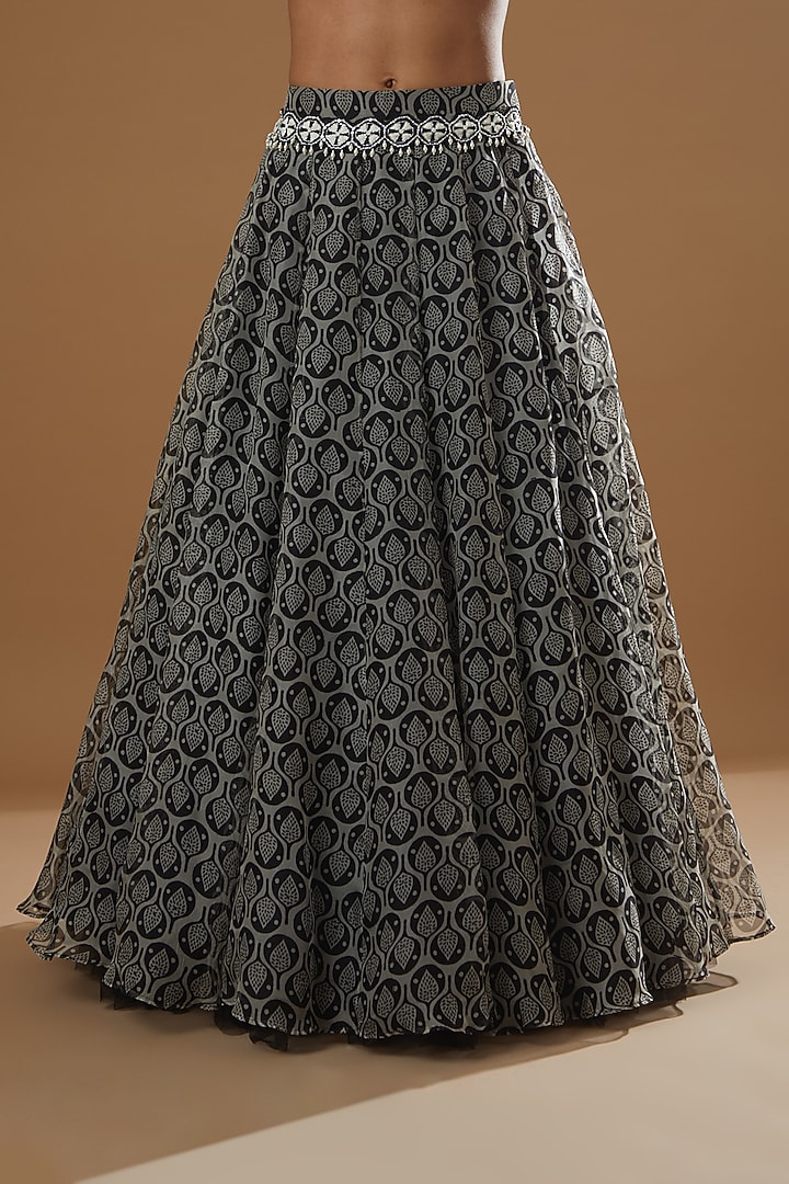 Black Printed Skirt Set by Label Debelle at Pernia's Pop Up Shop