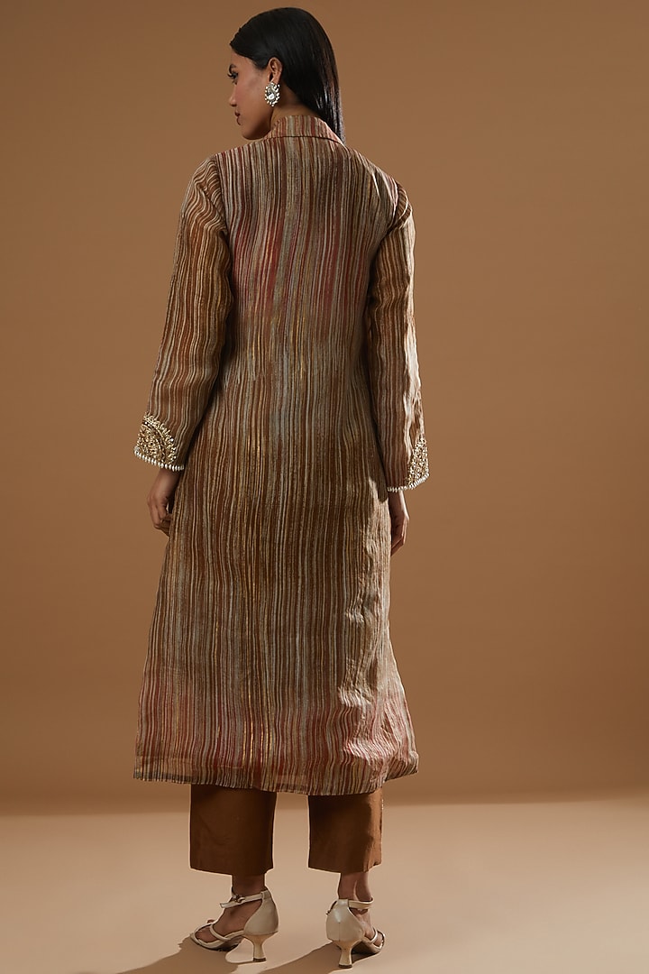 Brown Embroidered Jacket Set by Label Debelle at Pernia's Pop Up Shop