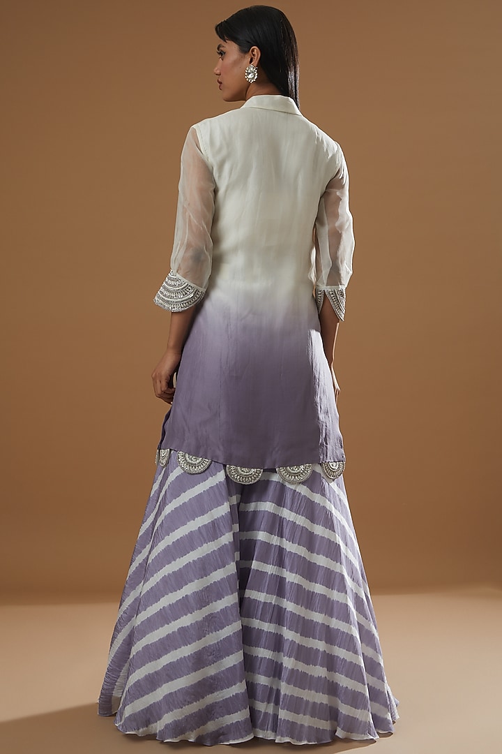 Deep Periwinkle Habutai Silk Gharara Set by Label Debelle at Pernia's Pop Up Shop
