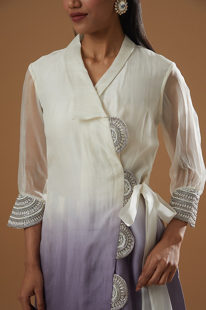Deep Periwinkle Habutai Silk Gharara Set by Label Debelle at Pernia's Pop Up Shop